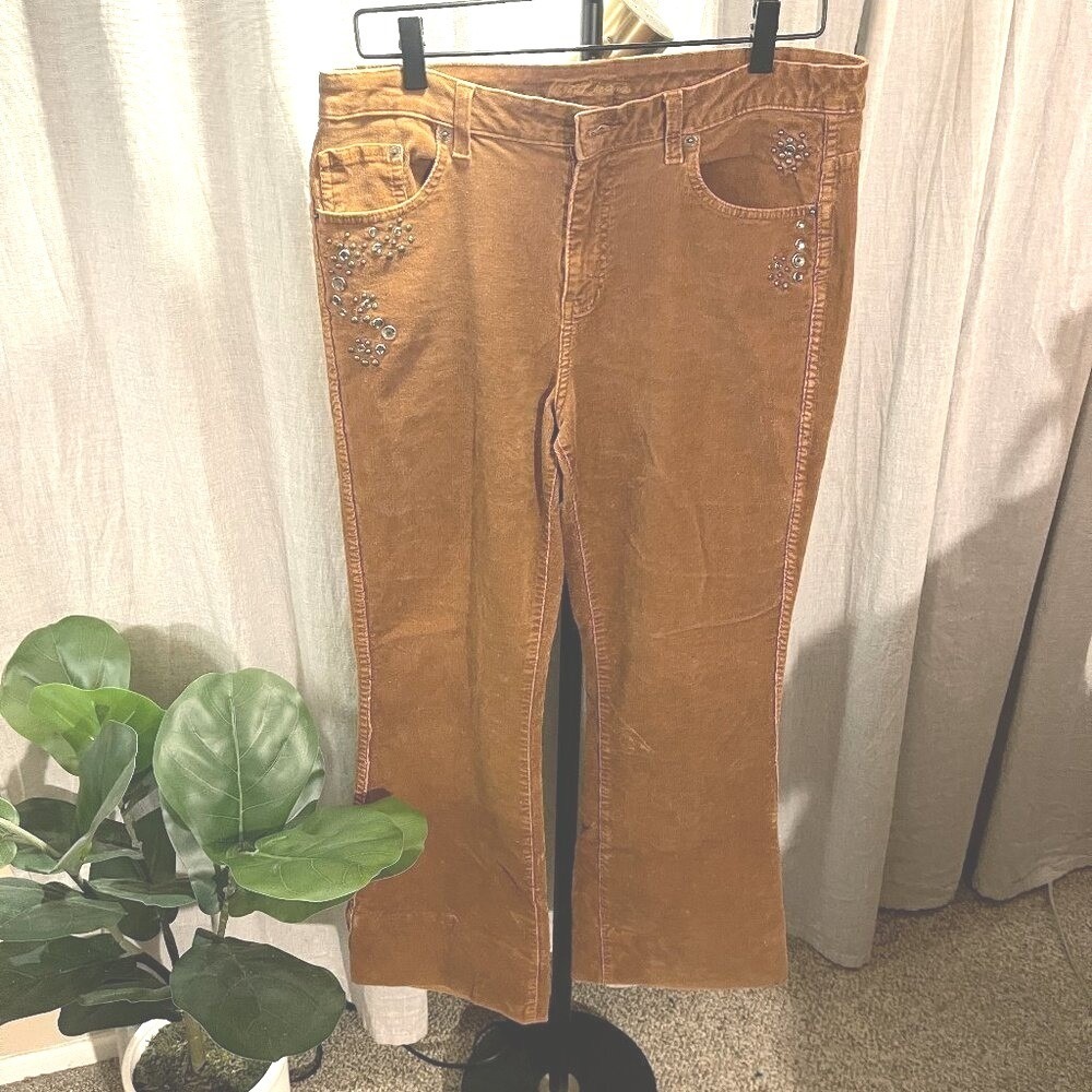 KIKIT stretch‎ flare bootcut corduroy with rhinestone embellishments - sz. 10